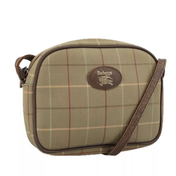 Burberrys Nova Check Shoulder Bag Canvas Beige Auth mr809 - Picture 1 of 16